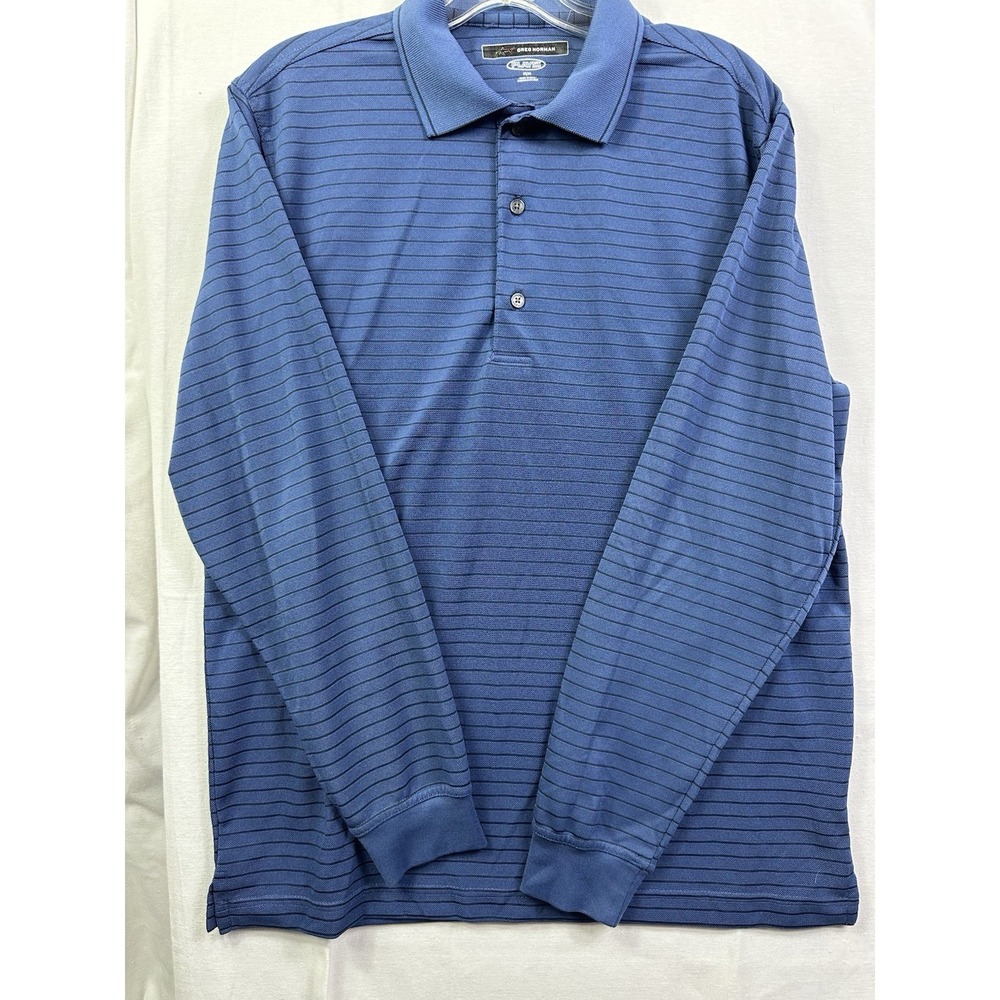 Greg Norman Play Dry golf T shirts long sleeves color Blue size M Medium
